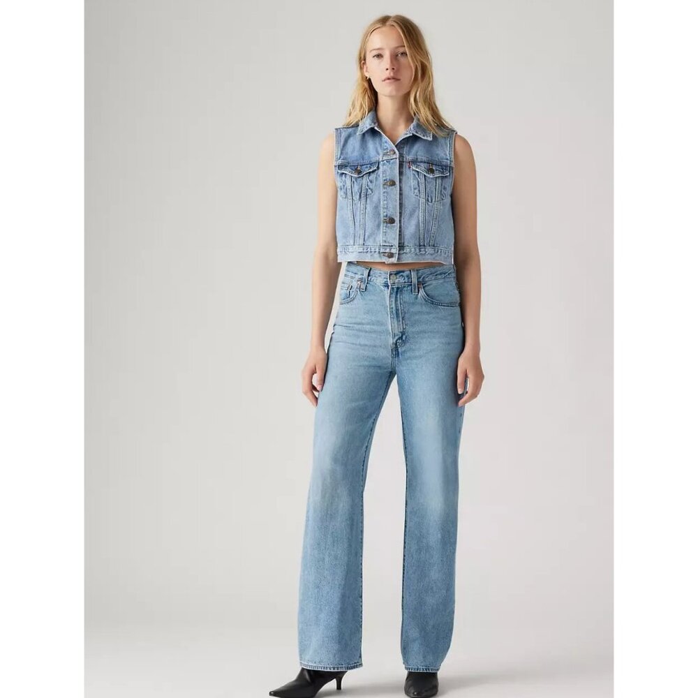 Levi's 34x32 Premium Ribcage Wide Leg Women's Jeans Far And Wide Light Wash - Picture 5 of 9